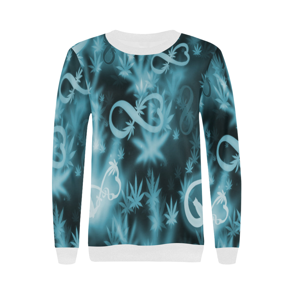 INFINITY BLUE COSMOS Women's Rib Cuff Crew Neck Sweatshirt (Model H34)