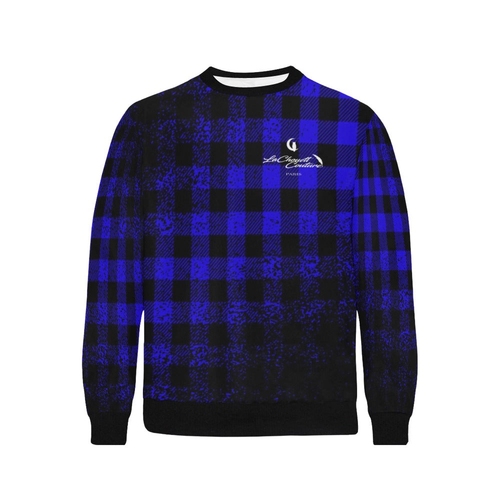 DUSTY PLAID Rib Cuff Crew Neck Sweatshirt