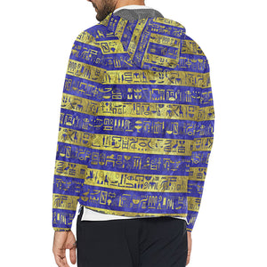 HIEROGLYPH GOLDEN BLUE All Over Print Windbreaker for Unisex
