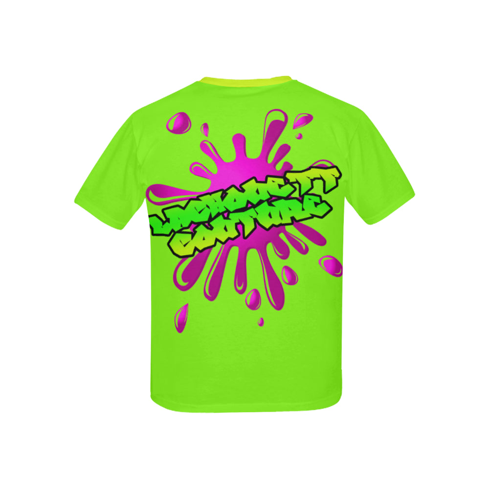 SPLASH OUT GREEN Kids' T-Shirt with Solid Color Neck