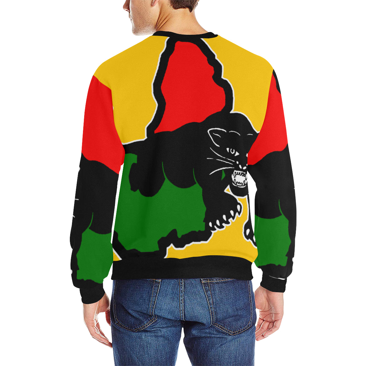 BLACC PANTHER YLW Men's Rib Cuff Crew Neck Sweatshirt