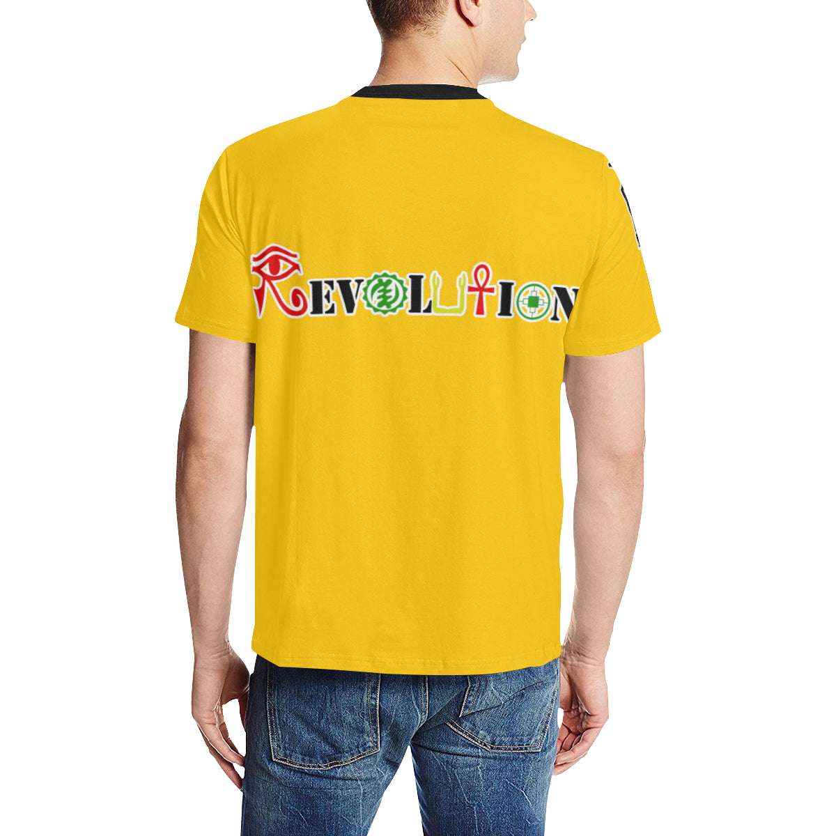 REVOLUTION YLW Men's All Over Print T-Shirt (Solid Color Neck) (Model T63)