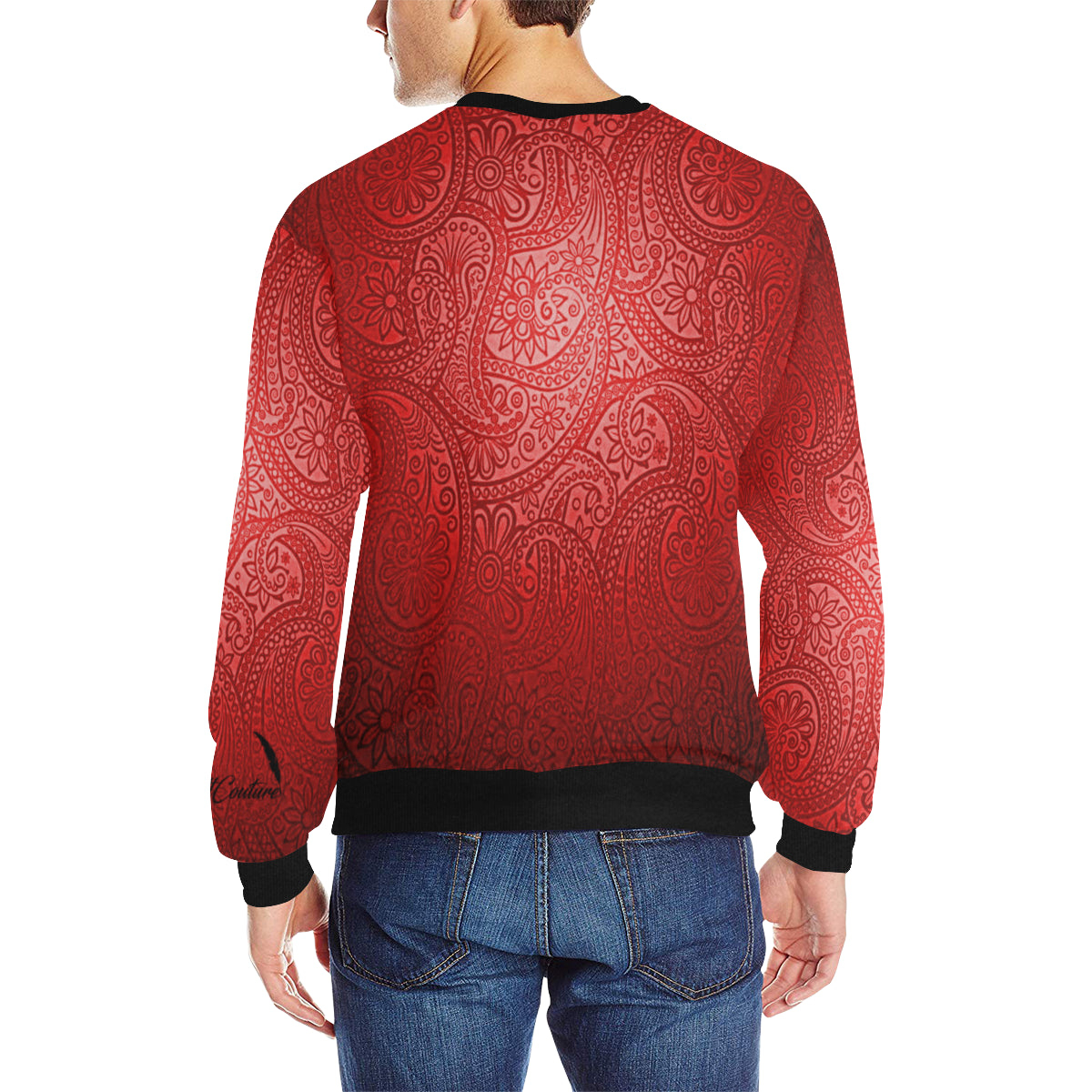 LUXURY GANG Bs' UP Men's Rib Cuff Crew Neck Sweatshirt