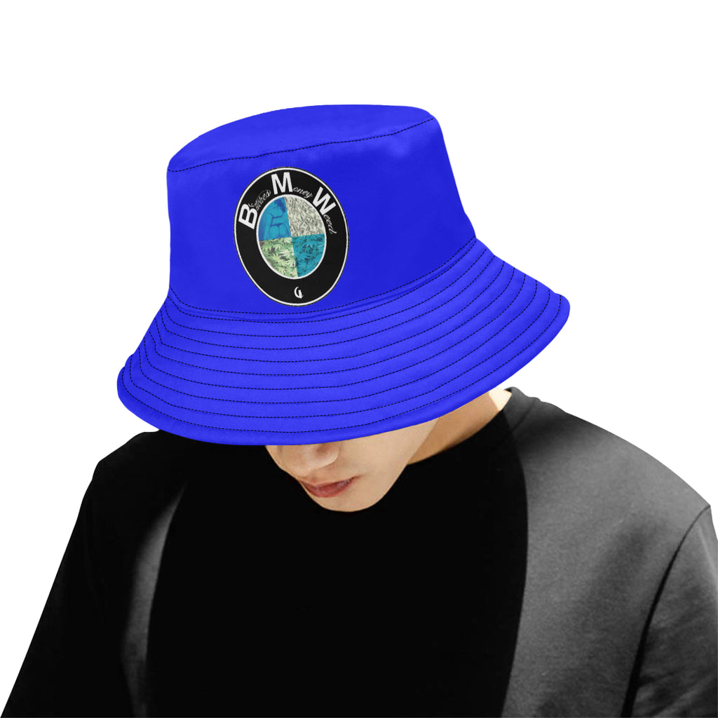 B.Money.W BLUE All Over Print Bucket Hat for Men