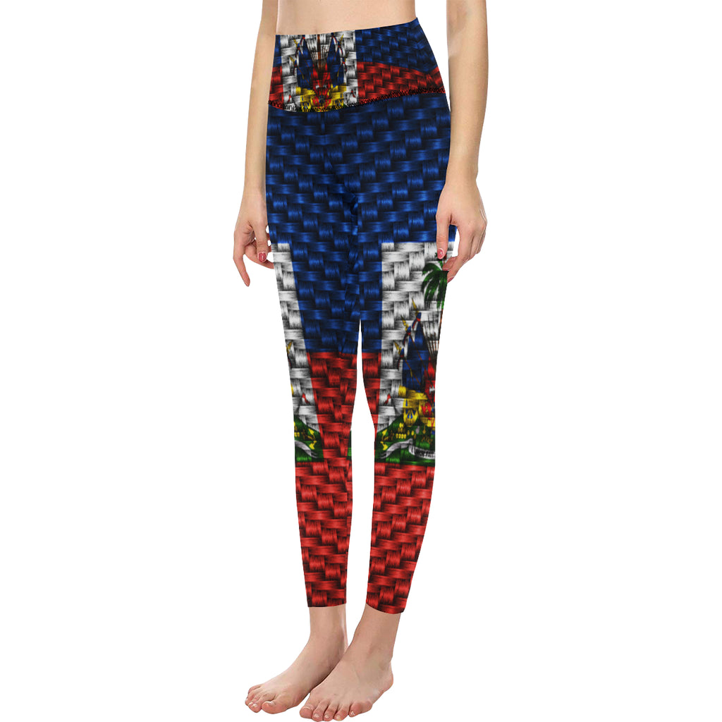HAITI FLAG All Over Print High-Waisted Leggings (Model L36)