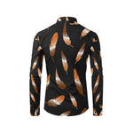 FEATHER COLOR BLCC Men's All Over Print Casual Dress Shirt