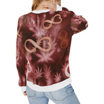 INFINITY RED COSMOS Women's Rib Cuff Crew Neck Sweatshirt (Model H34)