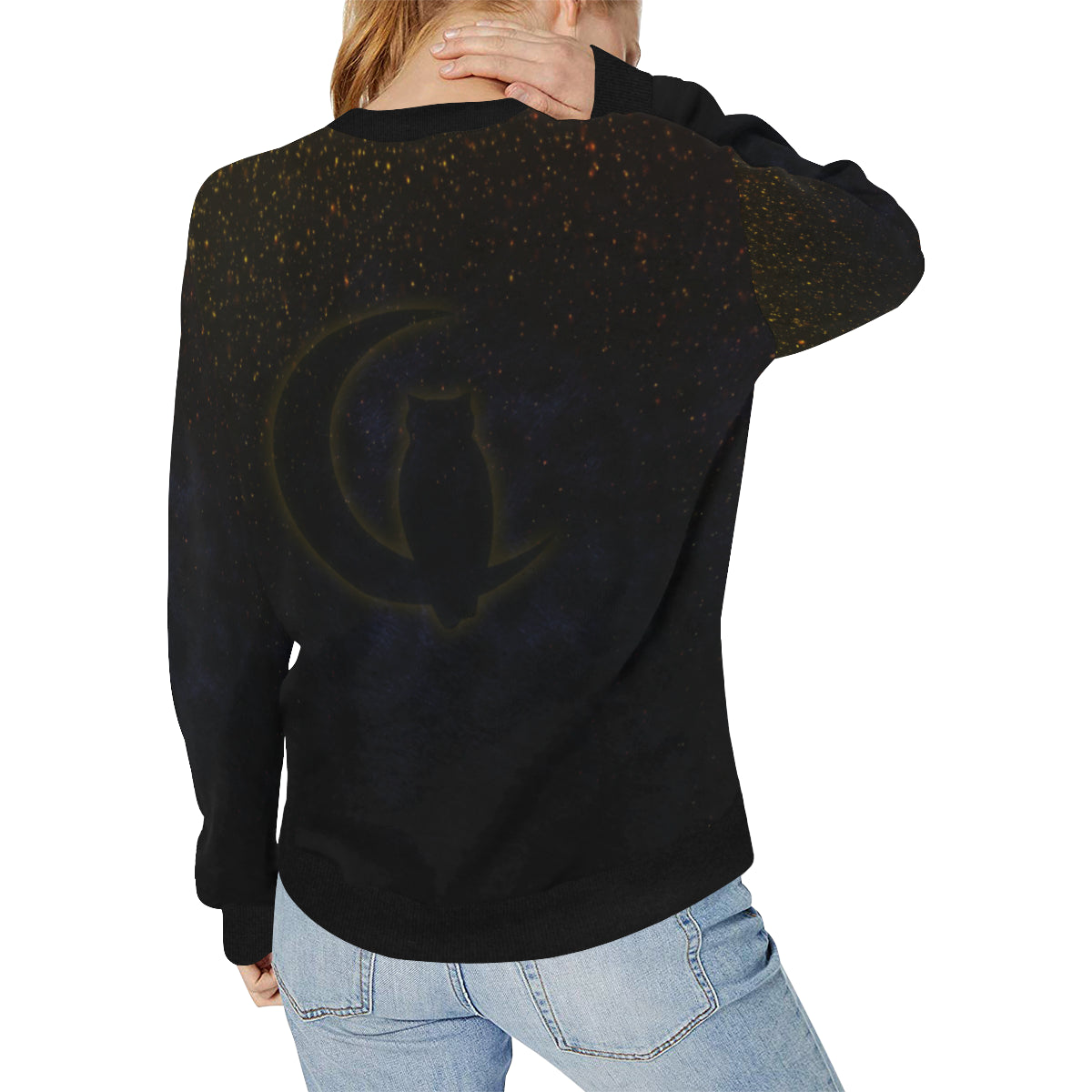 LCC STRASS Women's Rib Cuff Crew Neck Sweatshirt (Model H34)