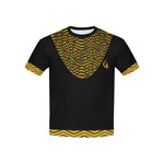 AFRICAN GARMENT Kids' All Over Print T-Shirt with Solid Color Neck