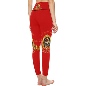 SEKHMET GODDESS RED All Over Print High-Waisted Leggings (Model L36)