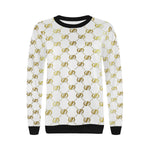 EXCELLENCE WHTGLD Women's Rib Cuff Crew Neck Sweatshirt (Model H34)