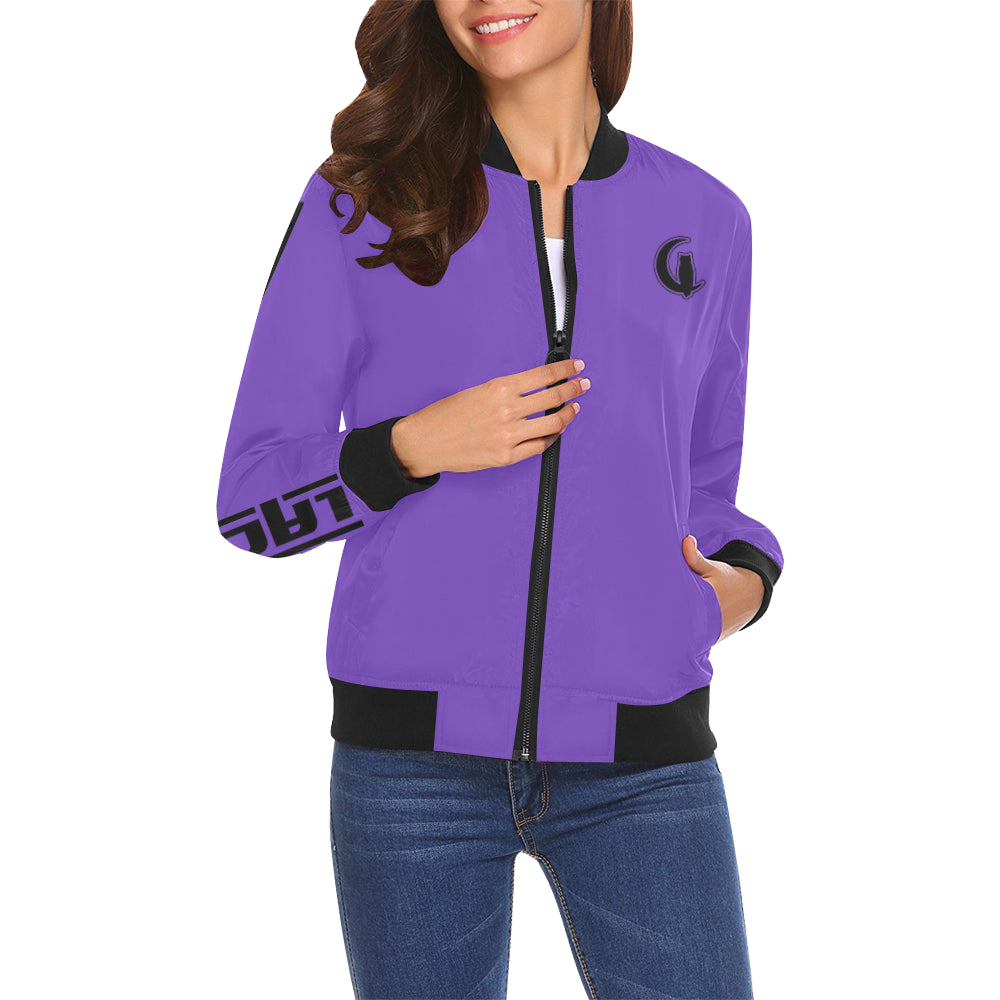 BLACC BORDER PURPLE All Over Print Bomber Jacket for Women