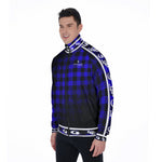 DUSTY PLAID BLUE Stand Collar Jacket