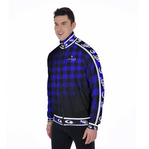DUSTY PLAID BLUE Stand Collar Jacket