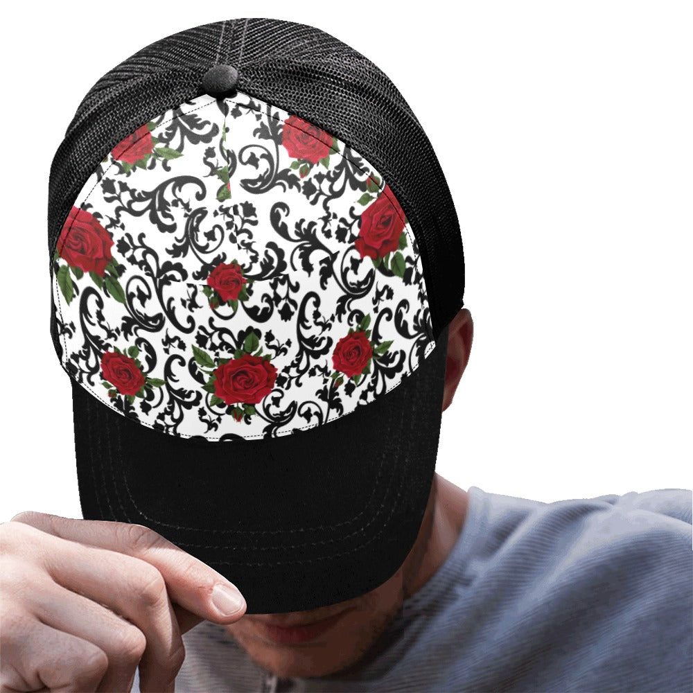 RED ROSES Trucker Cap E (Front Panel Customization)