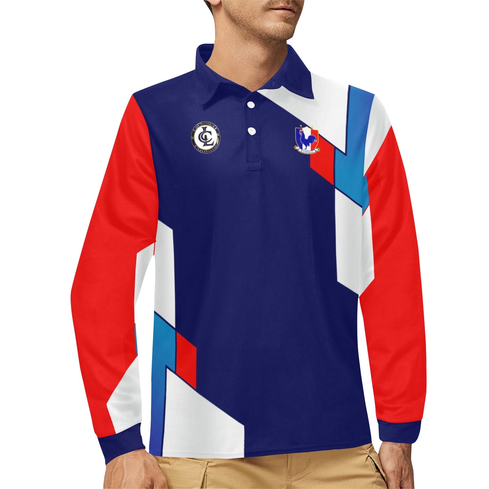 FRANCE Men's Long Sleeve Polo Shirt