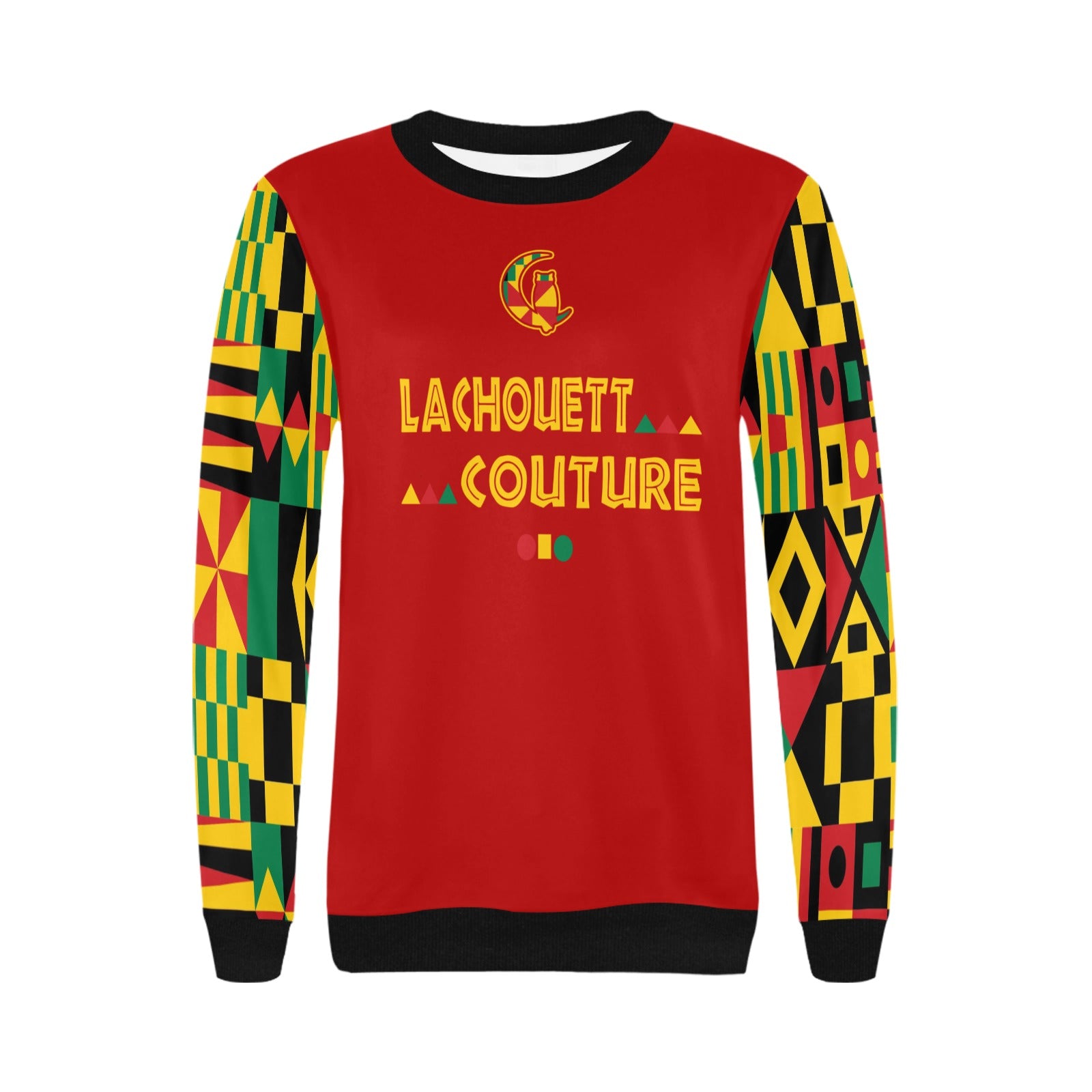 KENTE BUTAN Women's Rib Cuff Crew Neck Sweatshirt