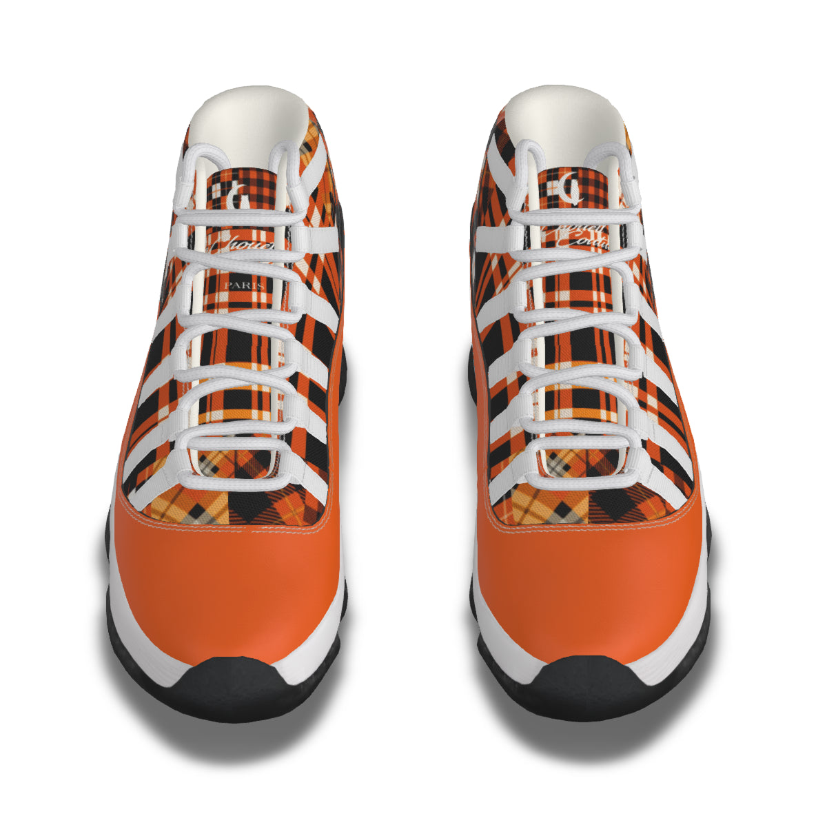 FLEXIN PLAID ORANGE Men's High Top Basketball Shoes