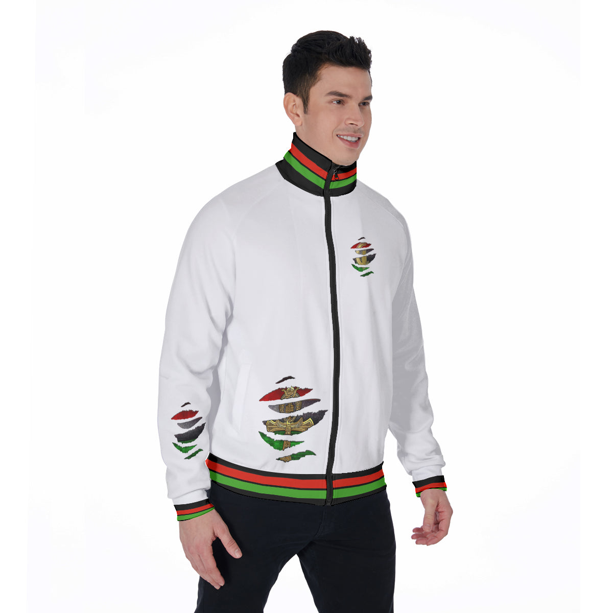 RBG ANKH W RIPPED Stand Collar Jacket