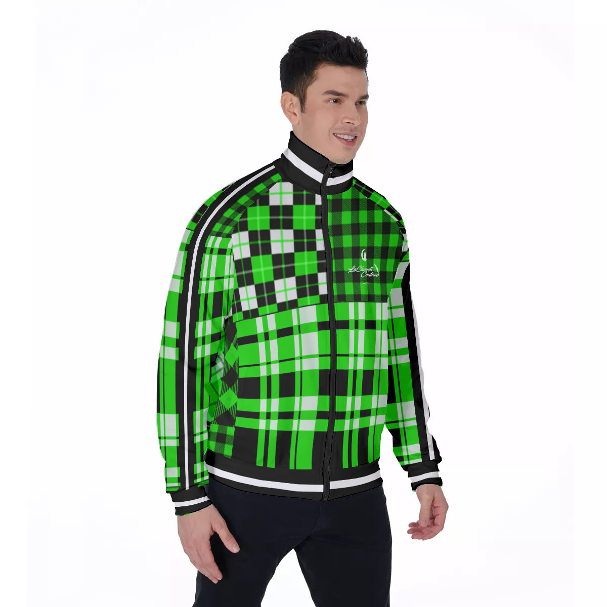 FLEXIN PLAID FLUO Men's Stand Collar Jacket
