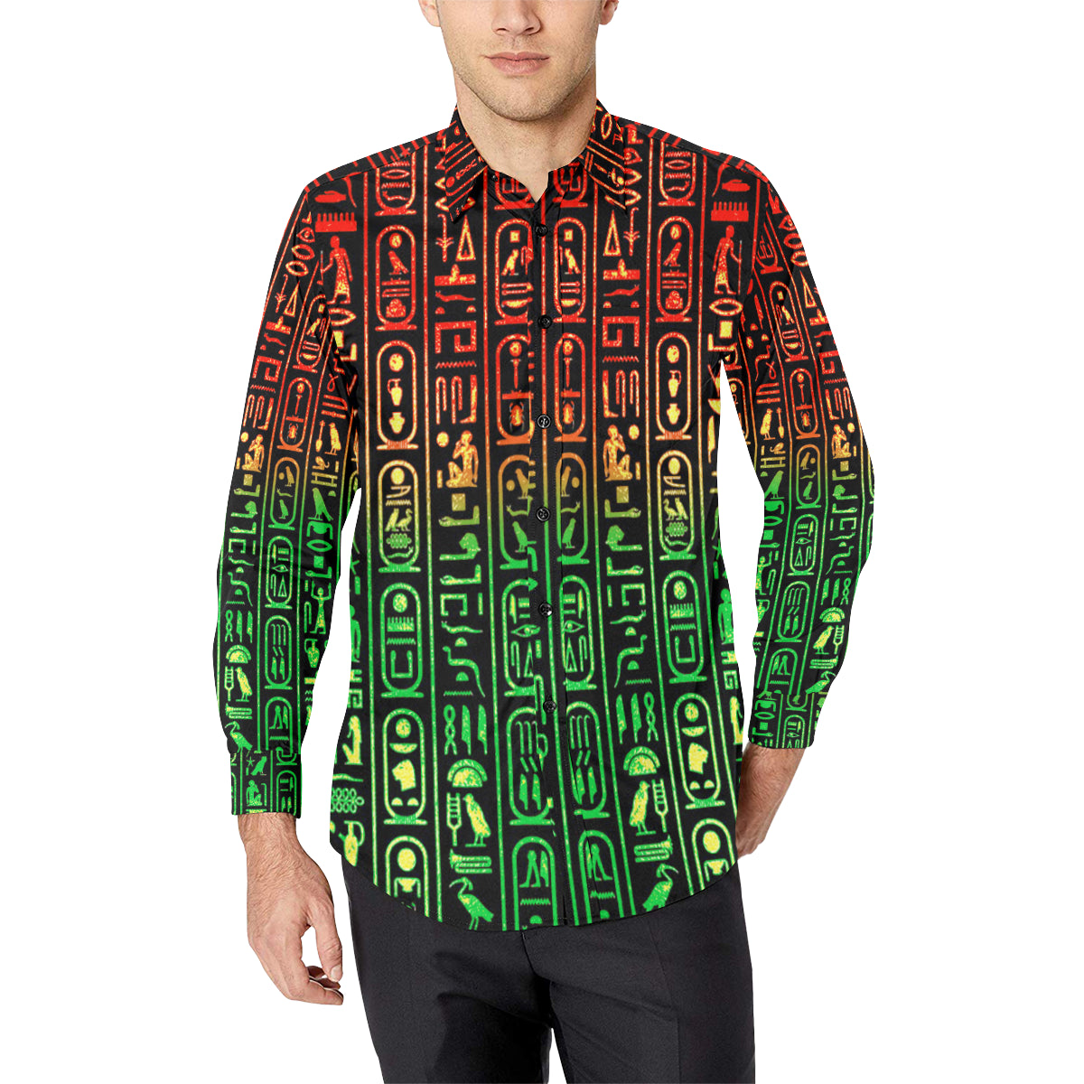 HIERO RASTA Men's All Over Print Casual Dress Shirt (Model T61)