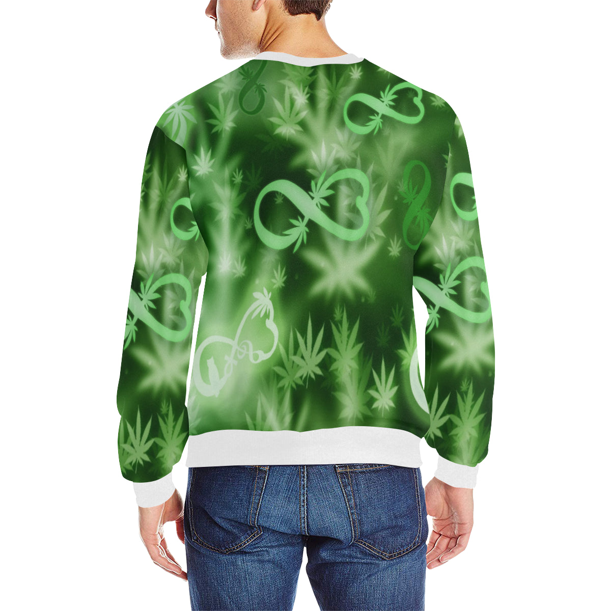 INFINITY GREEN COSMOS Men's Rib Cuff Crew Neck Sweatshirt