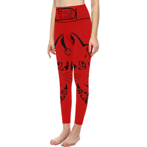 BASTET RED  High-Waisted Leggings