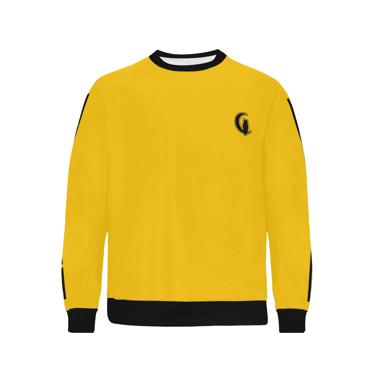 BLACC BORDER YELLOW Men's Rib Cuff Crew Neck Sweatshirt