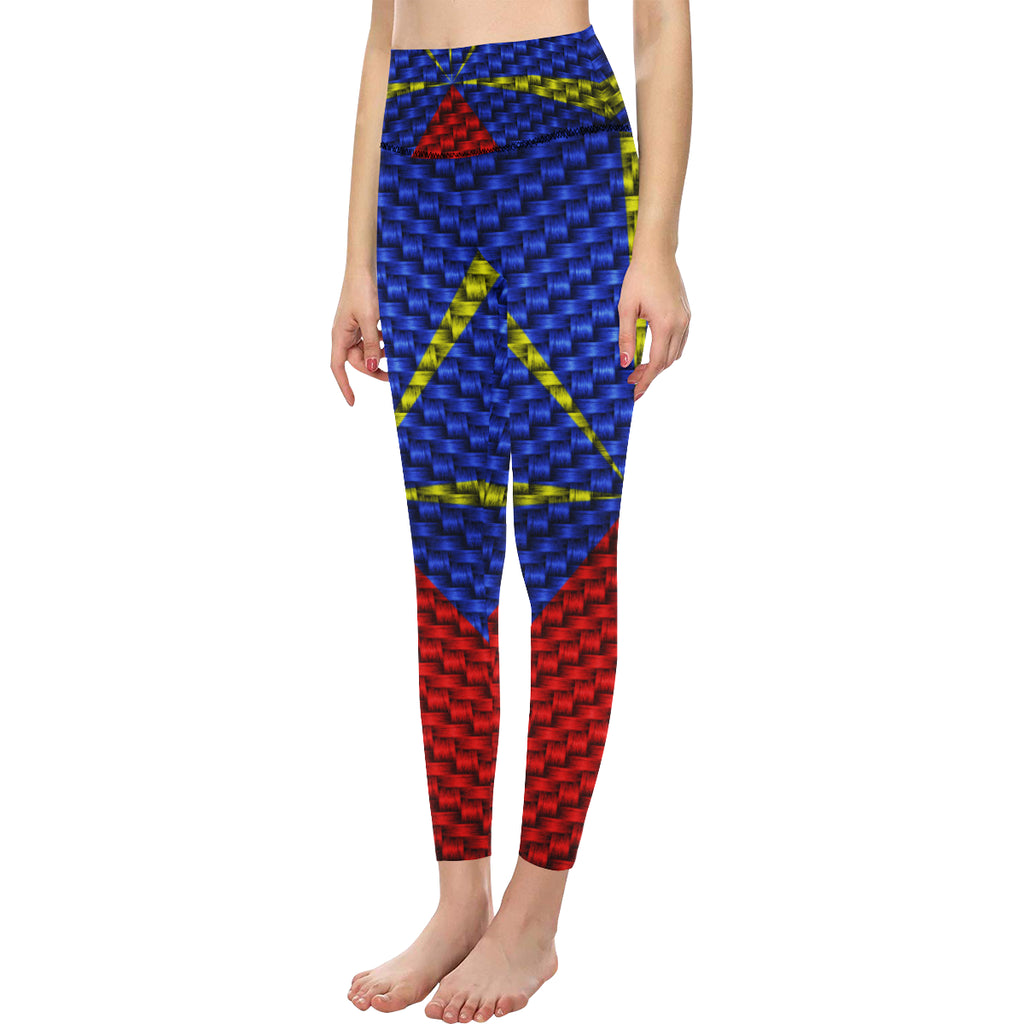 LA REUNION FLAG All Over Print High-Waisted Leggings (Model L36)