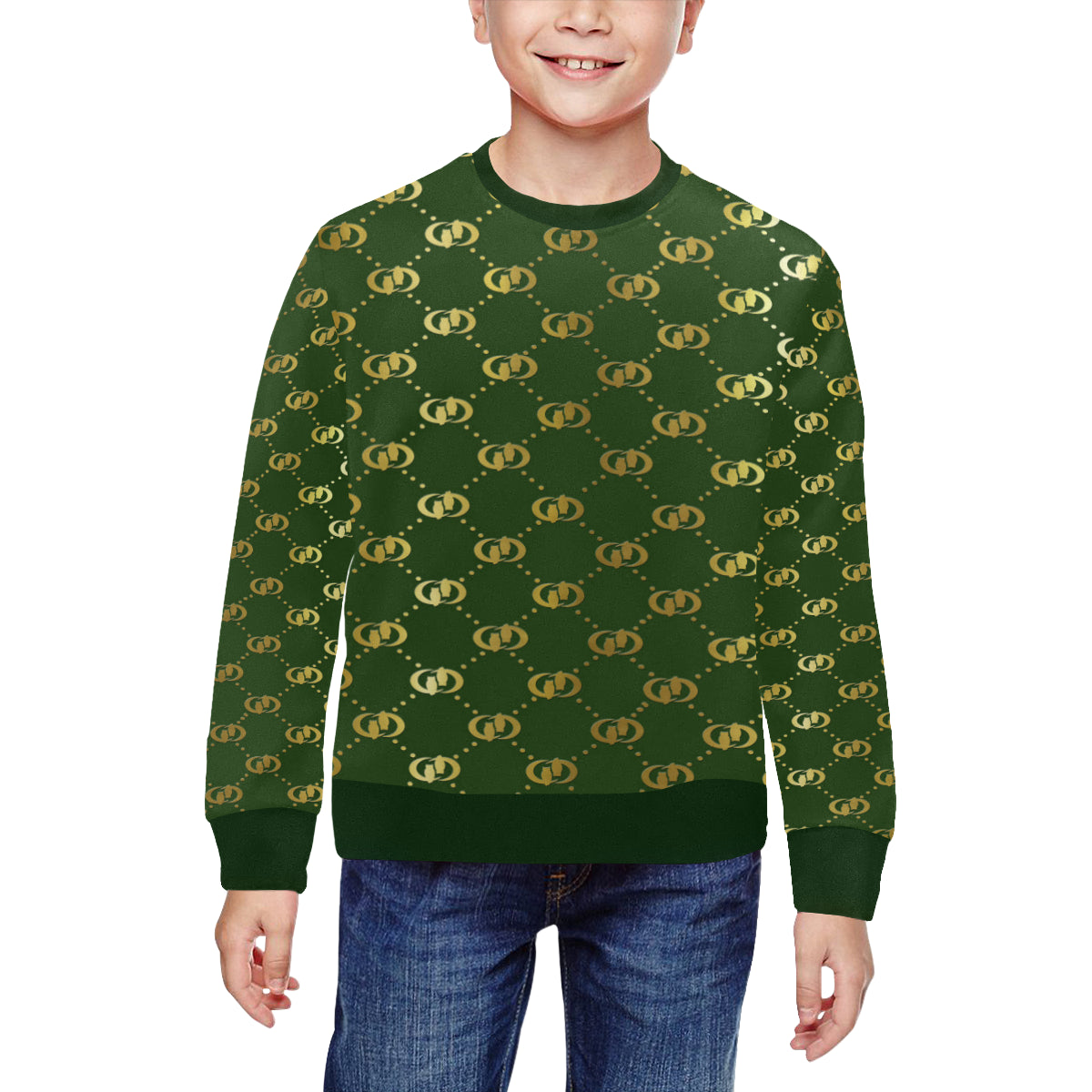 EXCELLANCE KAKI All Over Print Crewneck Sweatshirt for Kids (Model H29)