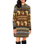 AFRIKA ORNEMENT All Over Print Hoodie Mini Dress