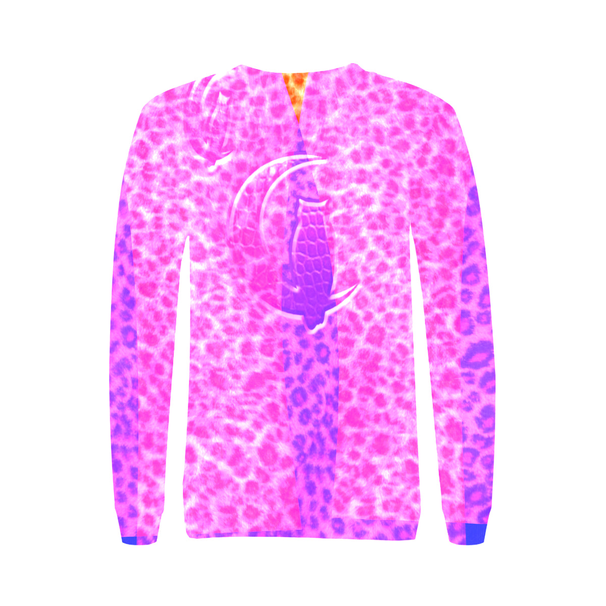 RED TIGER SKIN Women's Rib Cuff Crew Neck Sweatshirt (Model H34)