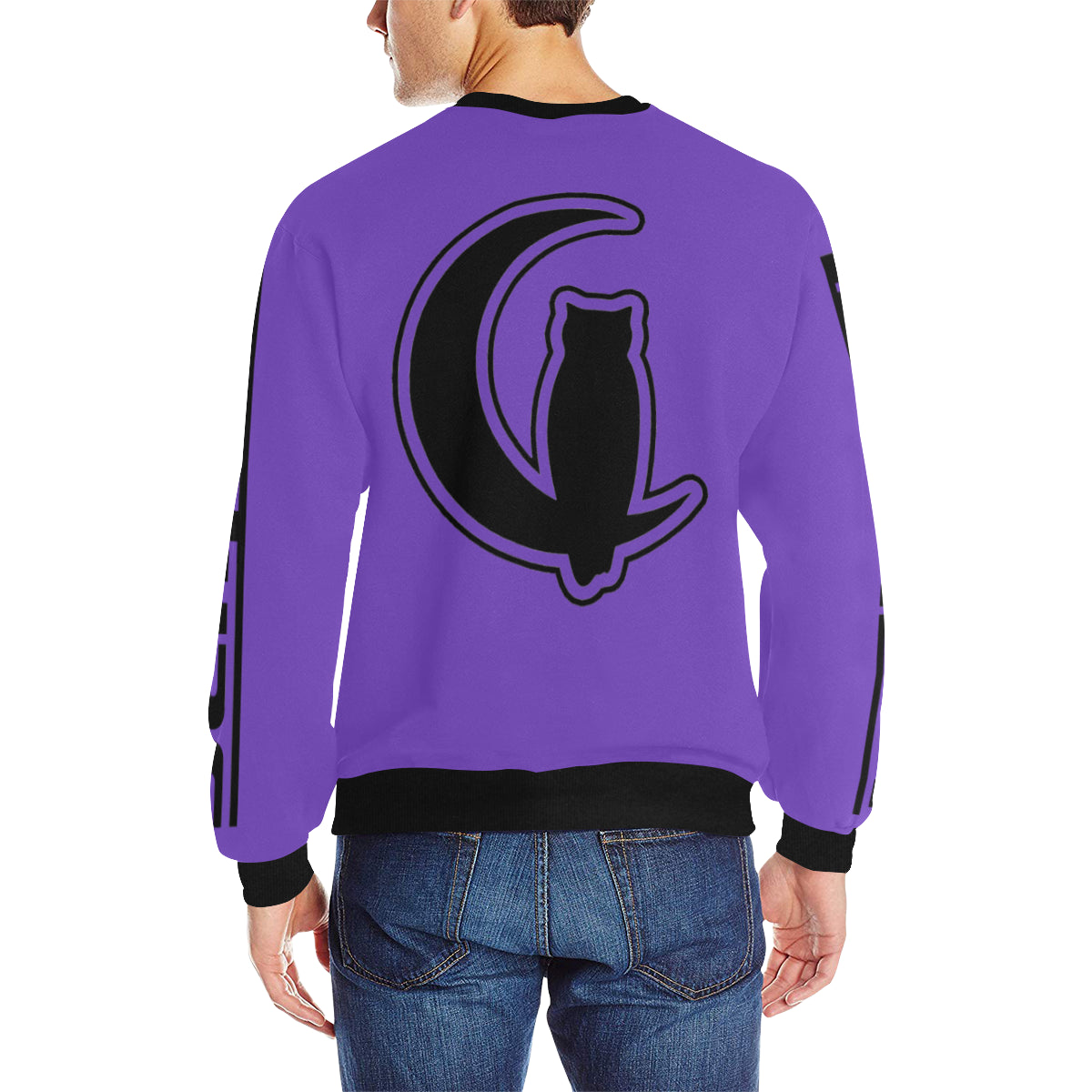 BLACC BORDER VIOLET Men's Rib Cuff Crew Neck Sweatshirt