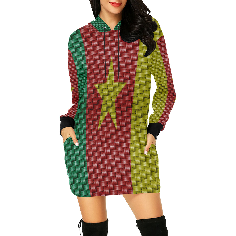 CAMEROUN FLAG All Over Print Hoodie Mini Dress