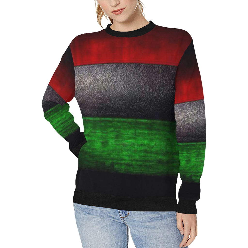 RBG GRUNGE Women's Rib Cuff Crew Neck Sweatshirt (Model H34)