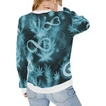 INFINITY BLUE COSMOS Women's Rib Cuff Crew Neck Sweatshirt (Model H34)