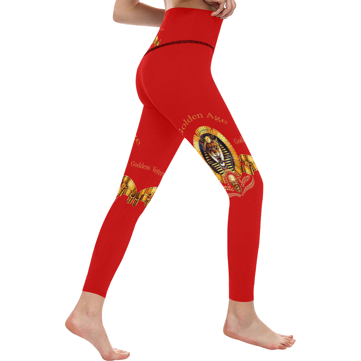 SEKHMET GODDESS RED All Over Print High-Waisted Leggings (Model L36)