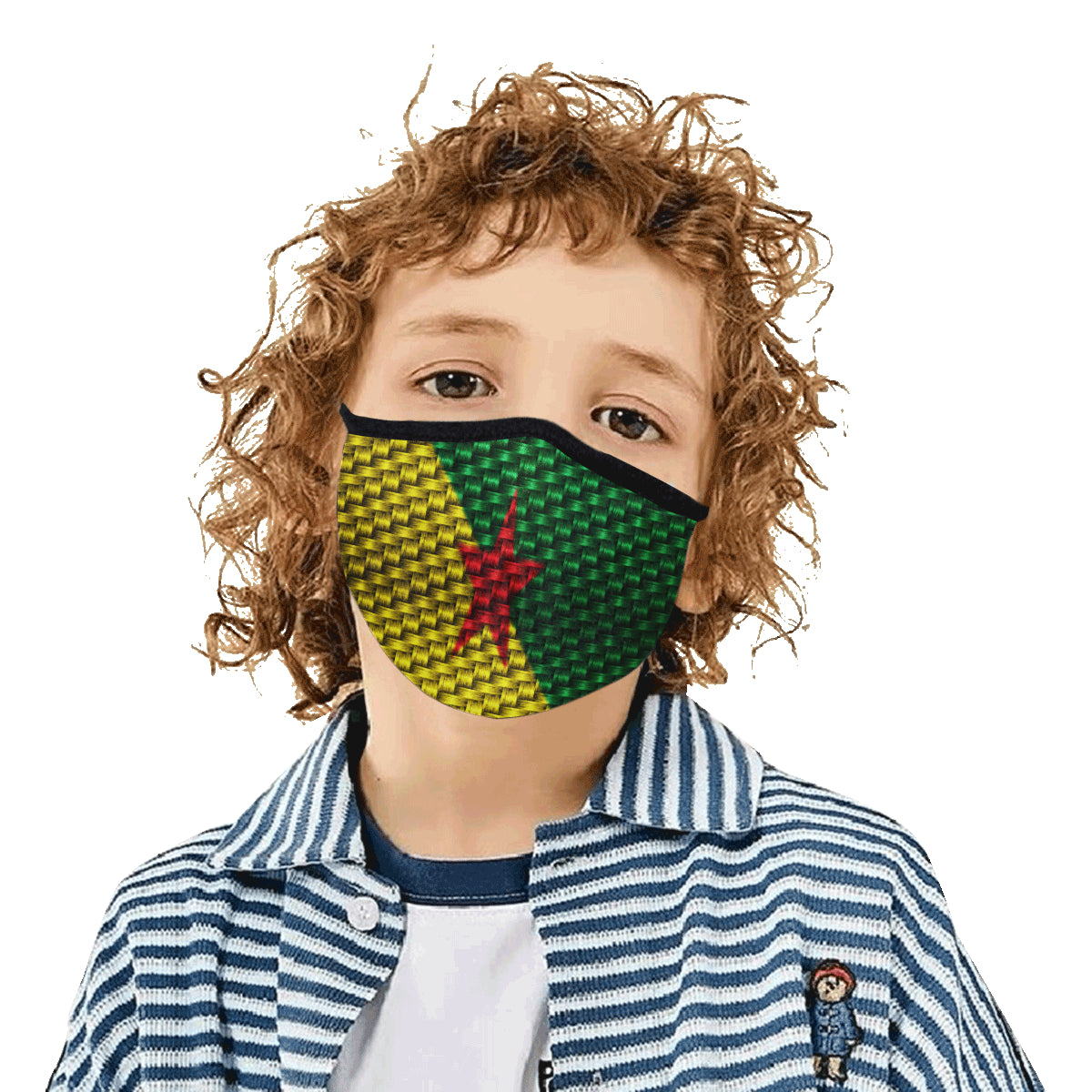 FR GUYANA FLAG Mouth Mask in One Piece (2 Filters Included)