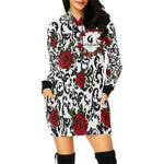 RED ROSES All Over Print Hoodie Mini Dress