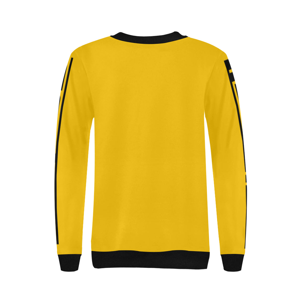 BLACC BORDER YELLOW Women's Rib Cuff Crew Neck Sweatshirt