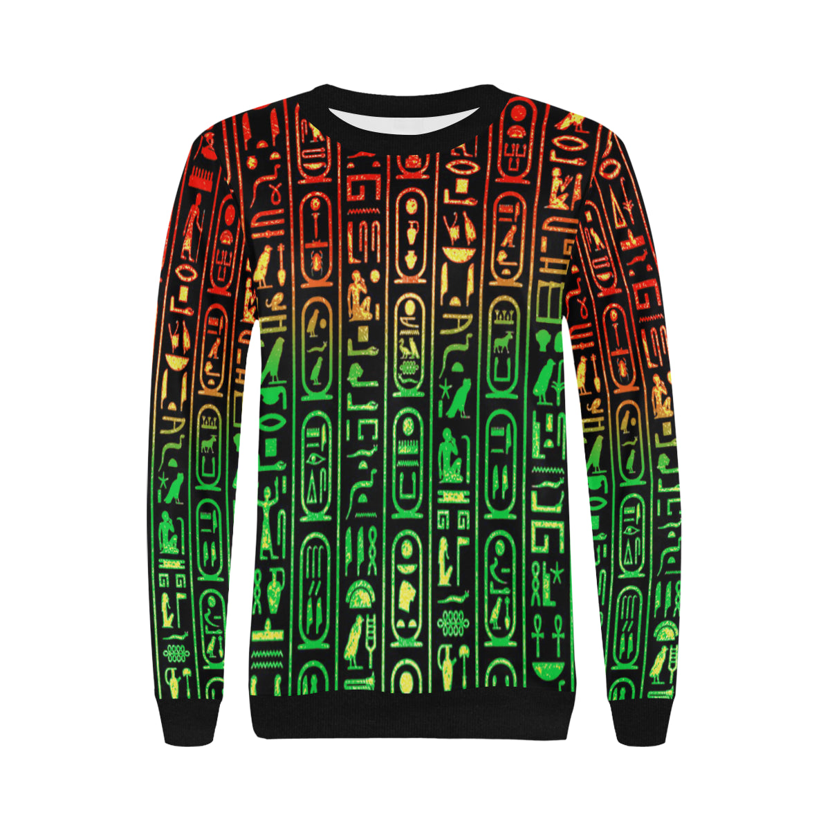 HIERO RASTA Women's Rib Cuff Crew Neck Sweatshirt (Model H34)