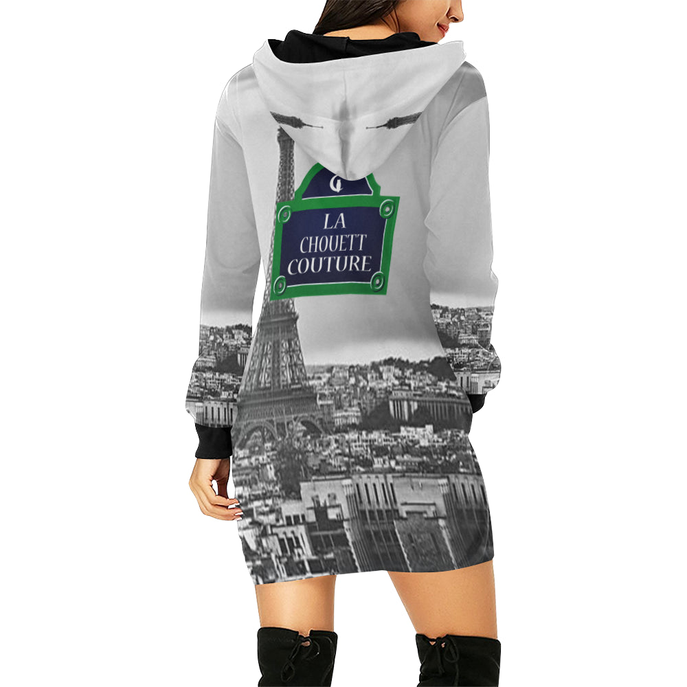 RUE DE PARIS All Over Print Hoodie Mini Dress (Model H27)