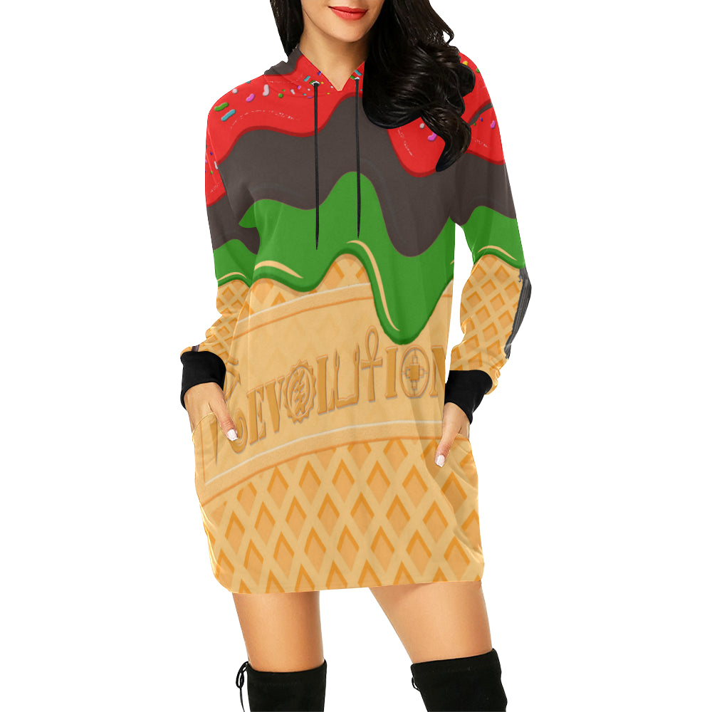 RBG ICE CREAM All Over Print Hoodie Mini Dress (Model H27)