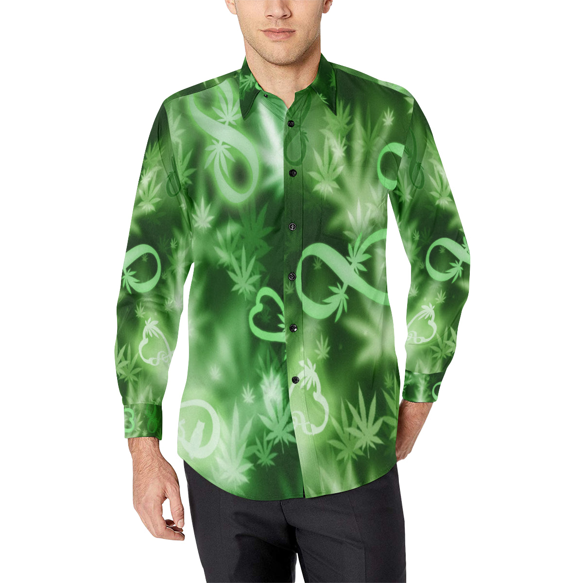 INFINITY GREEN COSMOS Men's All Over Print Casual Dress Shirt (Model T61)