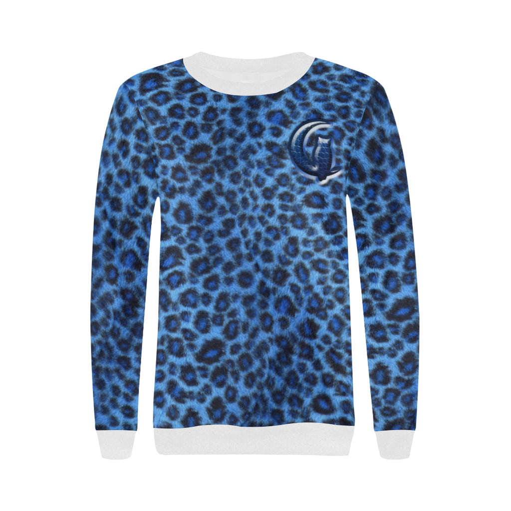 BLUE TIGER SKIN Women's Rib Cuff Crew Neck Sweatshirt