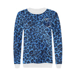 BLUE TIGER SKIN Women's Rib Cuff Crew Neck Sweatshirt