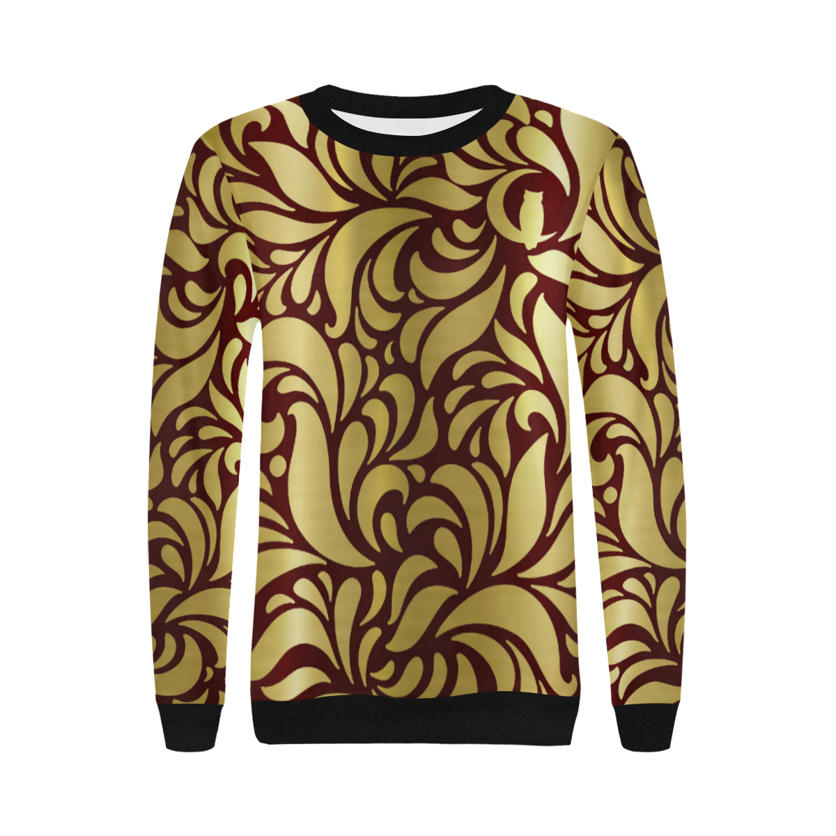 GORGIOUS LEAF BRDX Women's Rib Cuff Crew Neck Sweatshirt (Model H34)