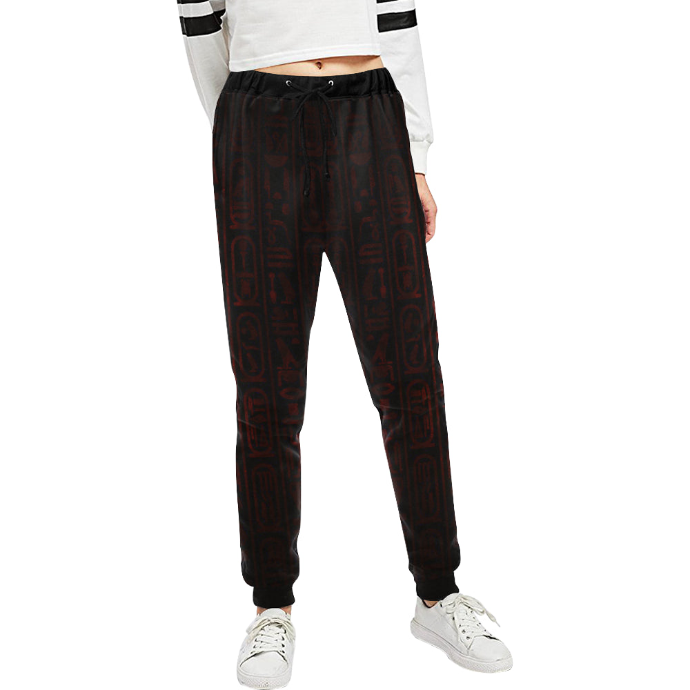 HIEROGLYH RED Women's All Over Print Sweatpants (Model L11)