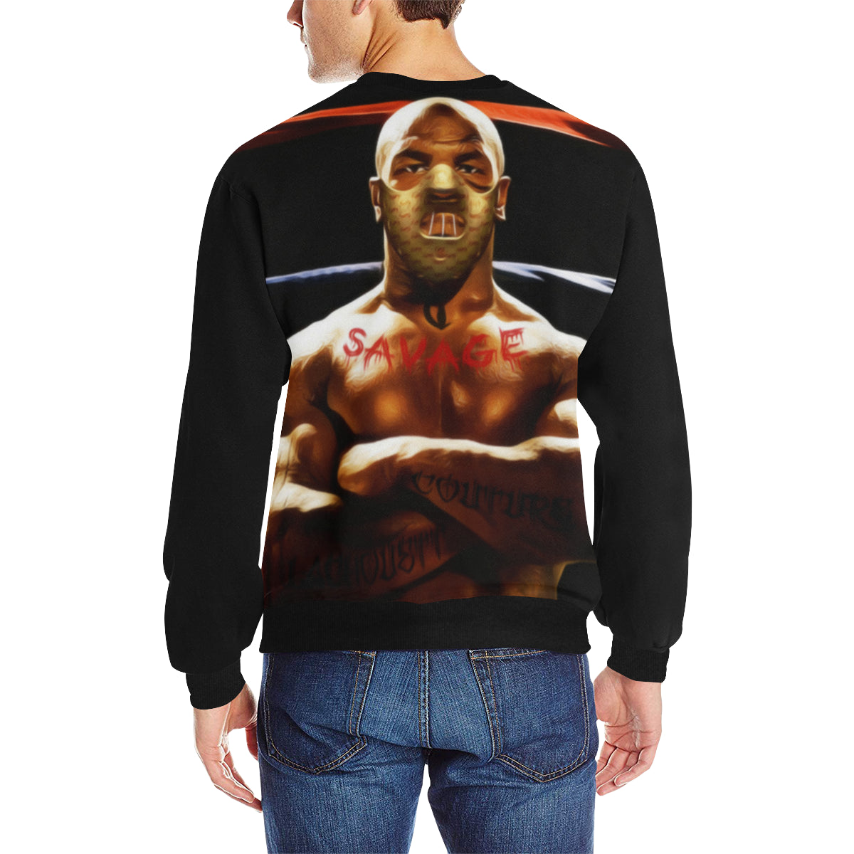 T SAVAGE Men's Rib Cuff Crew Neck Sweatshirt