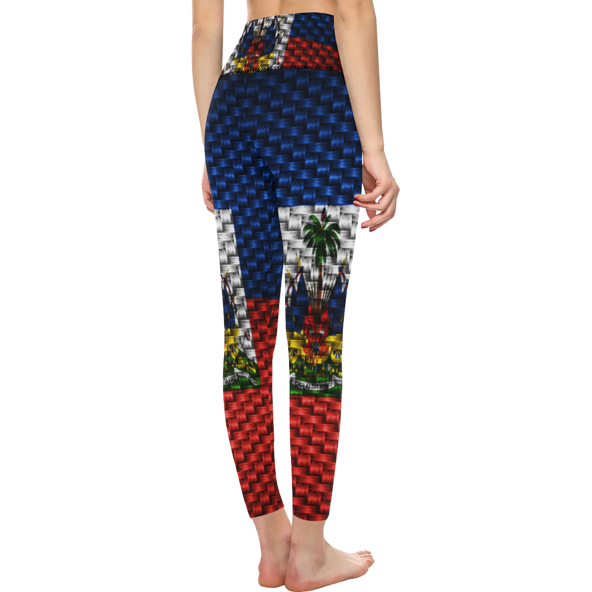 HAITI FLAG All Over Print High-Waisted Leggings (Model L36)